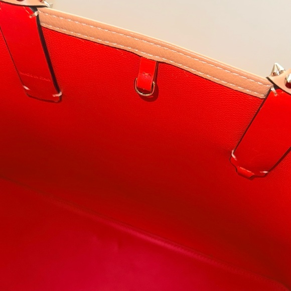 Christian Louboutin Tan and Red Studded Tote w/o wristlet - Picture 4 of 16